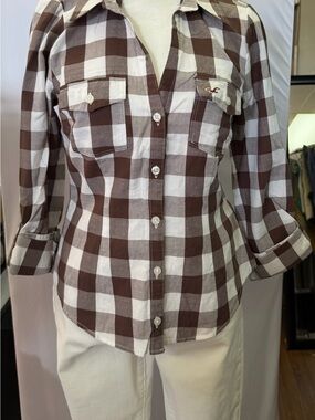 Hollister Brown & White Checked Shirt with Tag